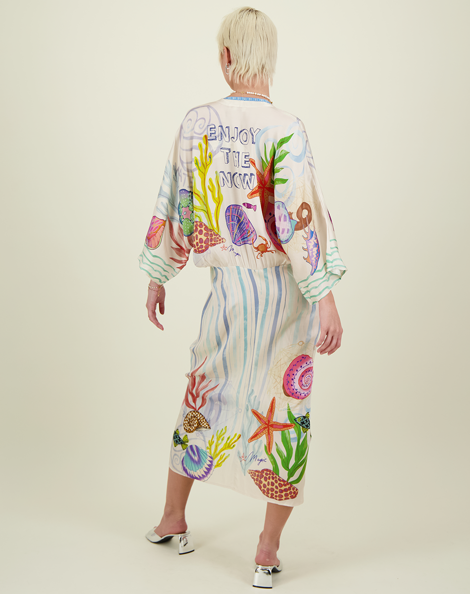 Me369 Sophia Magic Ocean Kimono Dress
