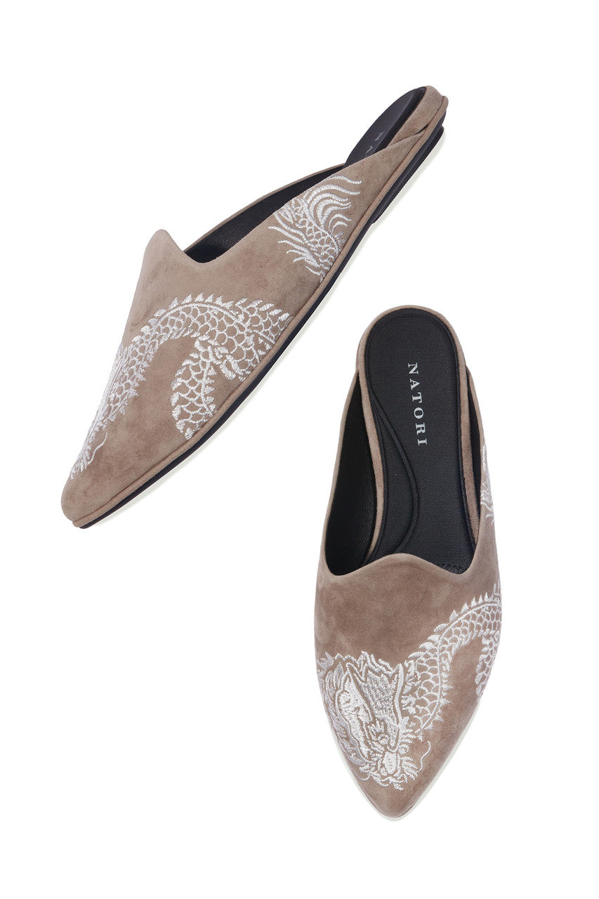 Image Suede Dragon Embroidery Slide