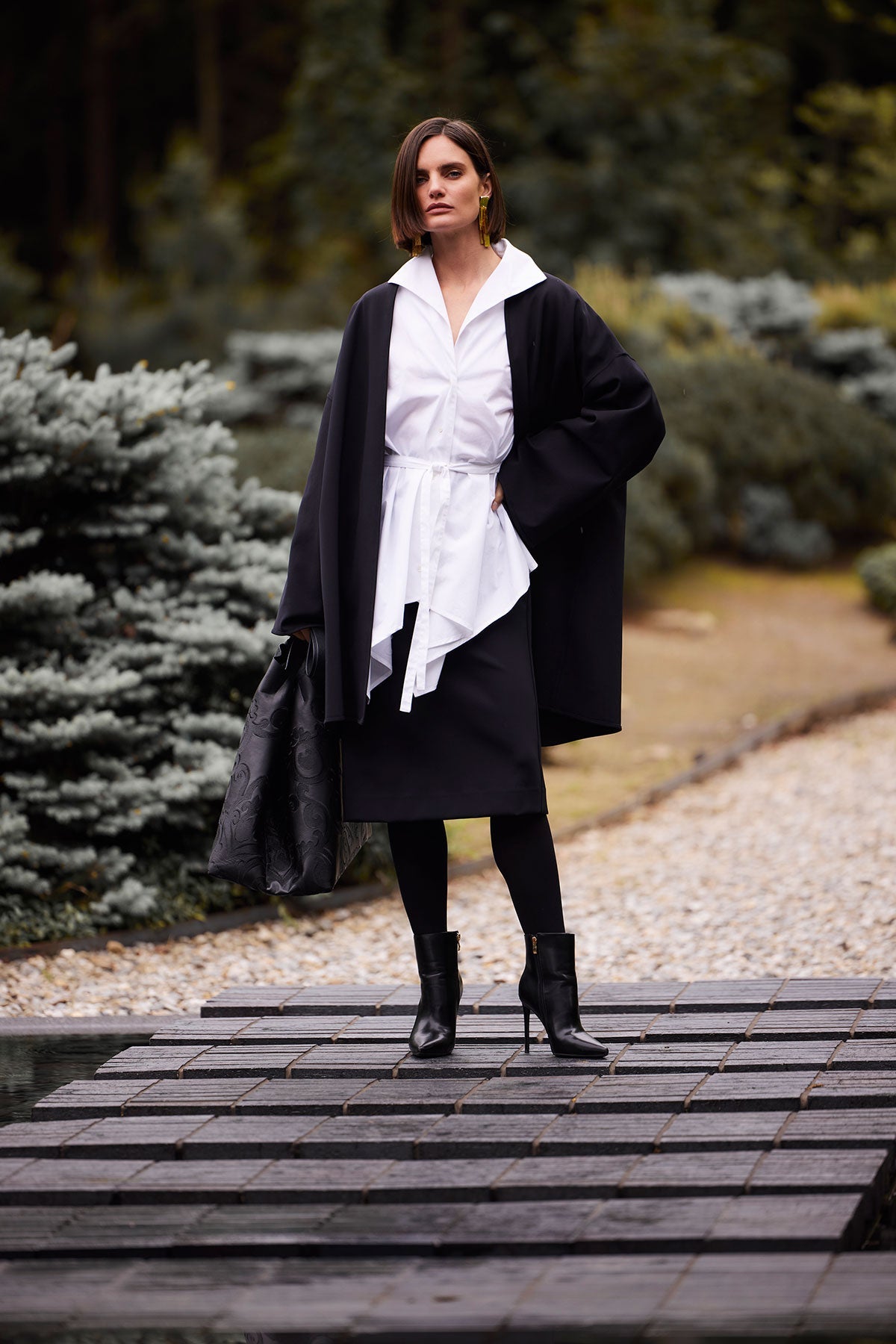 Techno Crepe Trapeze Coat