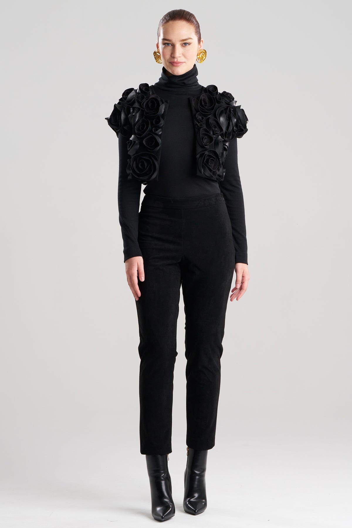 Vegan Luxe Suede 3D Floral Embroidered Vest