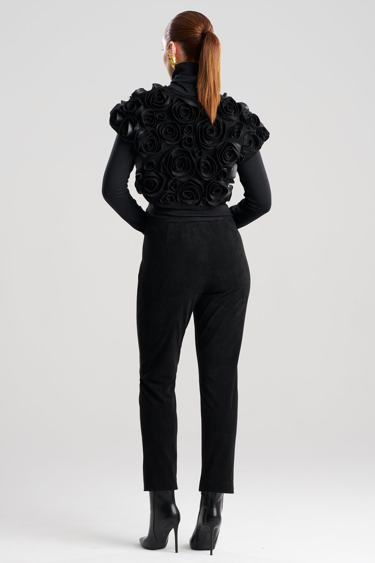 Vegan Luxe Suede 3D Floral Embroidered Vest