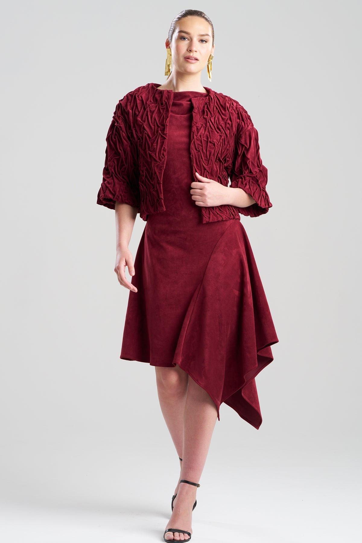 Vegan Luxe Suede Texture Embroidered Jacket